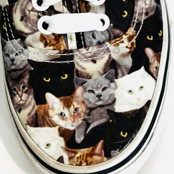 Vans Off the Wall Sneakers ASPCA Cat Pattern Lace Up Low Top Womens 8.5 - Mens 7 - Picture 2 of 10
